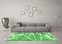 Machine Washable Abstract Emerald Green Modern Rug, wshabs1053emgrn