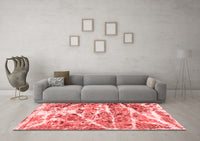 Machine Washable Abstract Red Modern Rug, wshabs1053red