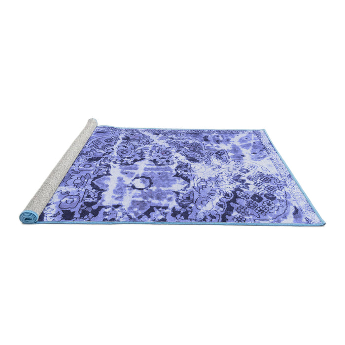 Sideview of Machine Washable Abstract Blue Modern Rug, wshabs1053blu