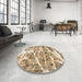 Round Machine Washable Abstract Brown Rug in a Office, wshabs1053