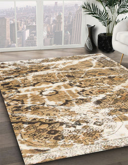 Abstract Brown Modern Rug in Family Room, abs1053