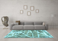 Machine Washable Abstract Light Blue Modern Rug, wshabs1053lblu