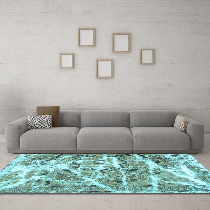 Machine Washable Abstract Light Blue Modern Rug in a Living Room, wshabs1053lblu