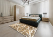 Machine Washable Abstract Brown Rug in a Bedroom, wshabs1053