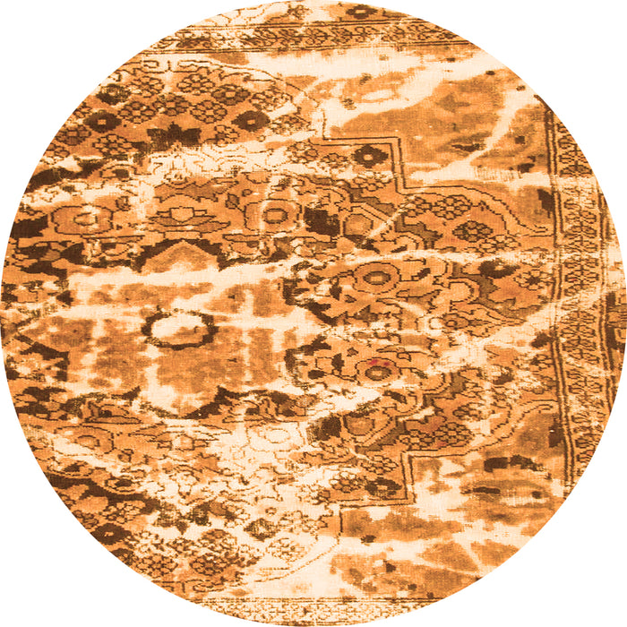 Round Abstract Orange Modern Rug, abs1053org