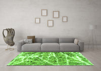 Machine Washable Abstract Green Modern Rug, wshabs1053grn