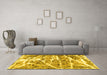 Machine Washable Abstract Yellow Modern Rug in a Living Room, wshabs1053yw