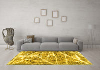 Machine Washable Abstract Yellow Modern Rug, wshabs1053yw