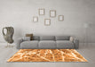 Machine Washable Abstract Orange Modern Area Rugs in a Living Room, wshabs1053org