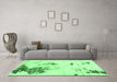 Machine Washable Abstract Emerald Green Modern Area Rugs in a Living Room,, wshabs1054emgrn