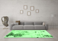 Machine Washable Abstract Emerald Green Modern Rug, wshabs1054emgrn