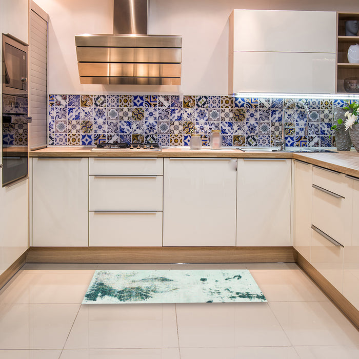 Machine Washable Abstract Light Rose Green Rug in a Kitchen, wshabs1054