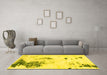 Machine Washable Abstract Yellow Modern Rug in a Living Room, wshabs1054yw