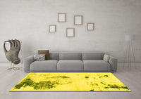 Machine Washable Abstract Yellow Modern Rug, wshabs1054yw