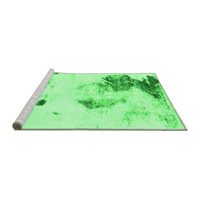 Sideview of Machine Washable Abstract Green Modern Area Rugs, wshabs1054grn