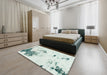 Machine Washable Abstract Light Rose Green Rug in a Bedroom, wshabs1054