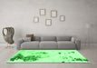 Machine Washable Abstract Green Modern Area Rugs in a Living Room,, wshabs1054grn