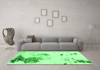 Machine Washable Abstract Green Modern Rug, wshabs1054grn