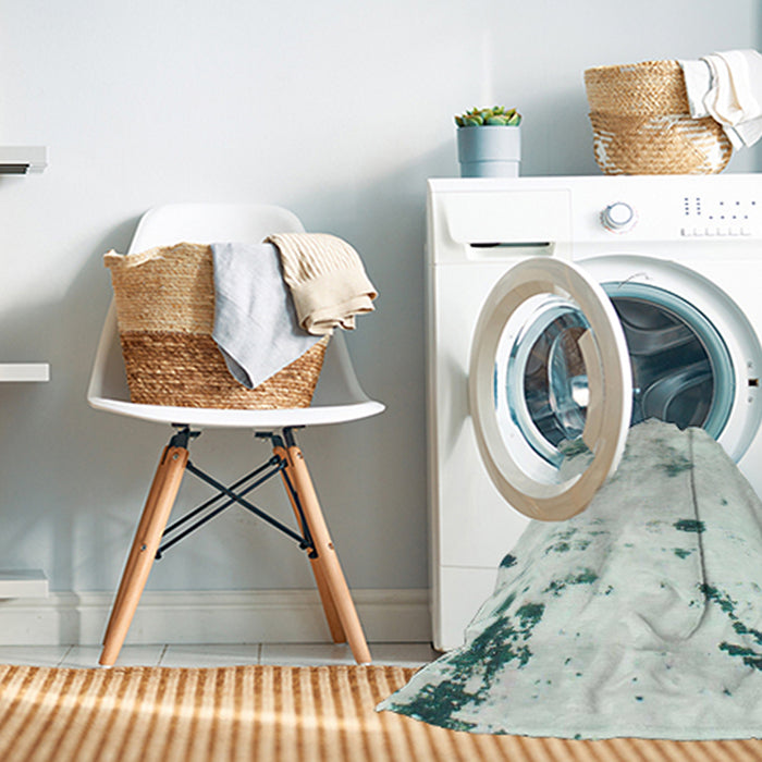 Machine Washable Abstract Light Rose Green Rug in a Washing Machine, wshabs1054