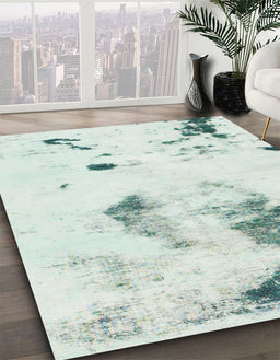Machine Washable Abstract Light Rose Green Rug in a Family Room, wshabs1054
