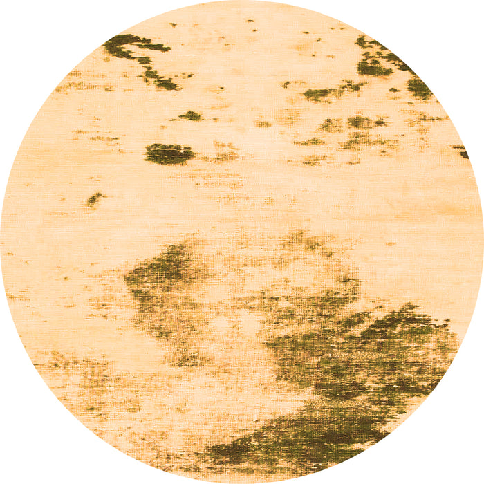 Round Machine Washable Abstract Orange Modern Area Rugs, wshabs1054org