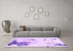 Machine Washable Abstract Purple Modern Area Rugs in a Living Room, wshabs1054pur