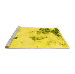 Sideview of Machine Washable Abstract Yellow Modern Rug, wshabs1054yw