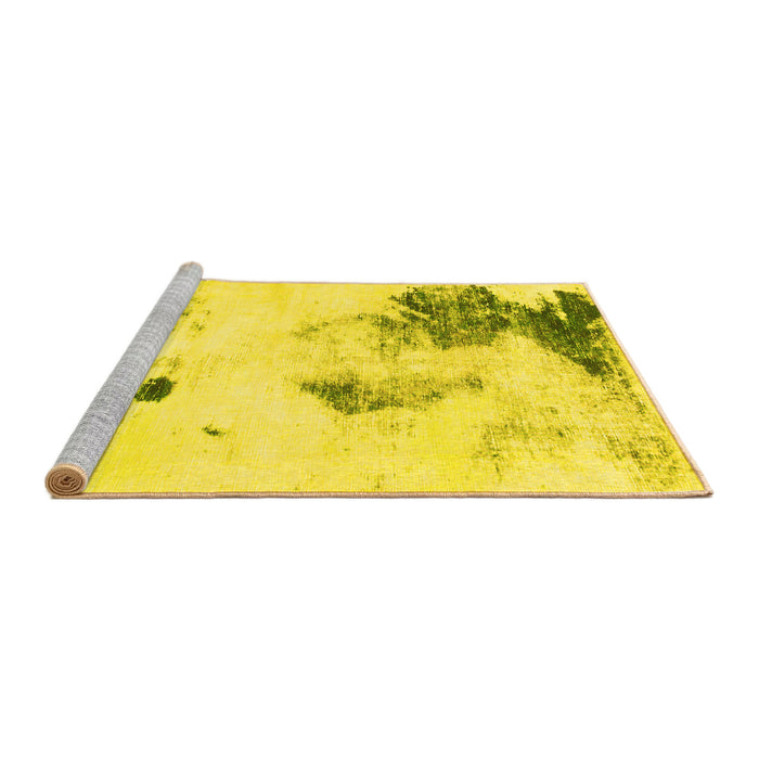 Sideview of Machine Washable Abstract Yellow Modern Rug, wshabs1054yw