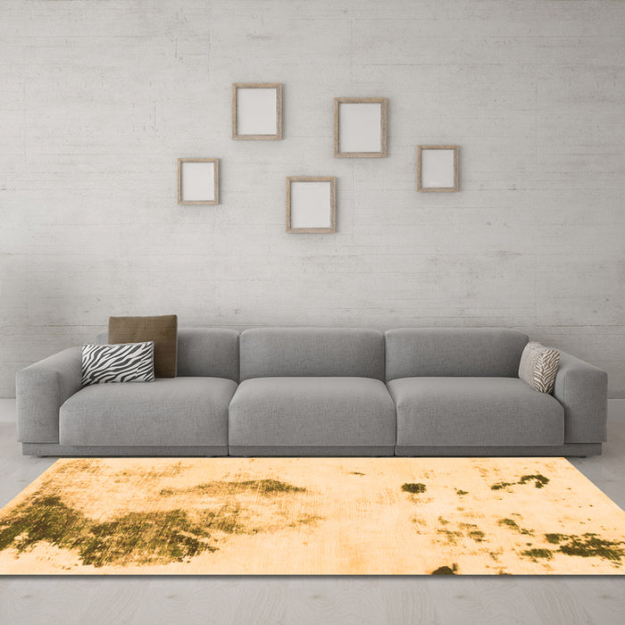 Machine Washable Abstract Orange Modern Area Rugs in a Living Room, wshabs1054org