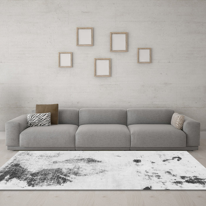 Machine Washable Abstract Gray Modern Rug in a Living Room,, wshabs1054gry