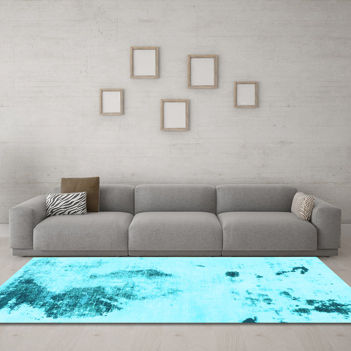 Machine Washable Abstract Light Blue Modern Rug in a Living Room, wshabs1054lblu