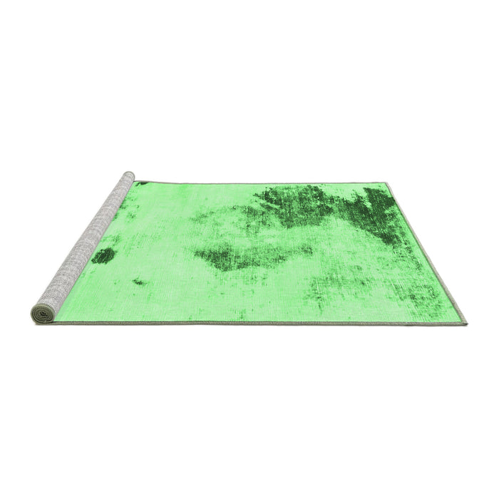 Sideview of Machine Washable Abstract Emerald Green Modern Area Rugs, wshabs1054emgrn