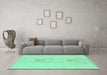 Machine Washable Abstract Turquoise Modern Area Rugs in a Living Room,, wshabs1055turq