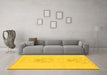 Machine Washable Abstract Yellow Modern Rug in a Living Room, wshabs1055yw