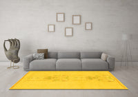 Machine Washable Abstract Yellow Modern Rug, wshabs1055yw