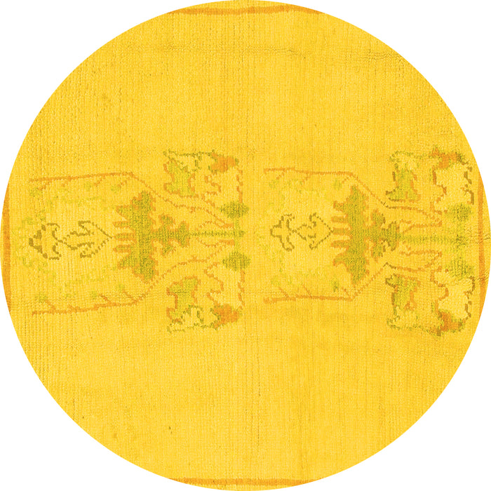 Round Machine Washable Abstract Yellow Modern Rug, wshabs1055yw