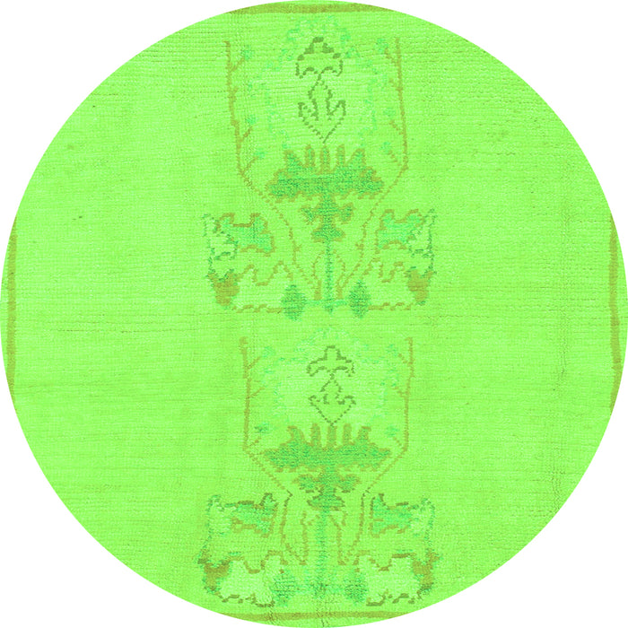 Round Machine Washable Abstract Green Modern Area Rugs, wshabs1055grn