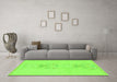 Machine Washable Abstract Green Modern Area Rugs in a Living Room,, wshabs1055grn