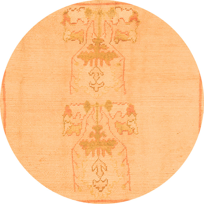 Round Machine Washable Abstract Orange Modern Area Rugs, wshabs1055org
