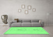 Machine Washable Abstract Emerald Green Modern Area Rugs in a Living Room,, wshabs1055emgrn