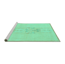 Sideview of Machine Washable Abstract Turquoise Modern Area Rugs, wshabs1055turq