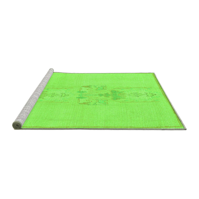 Sideview of Machine Washable Abstract Green Modern Area Rugs, wshabs1055grn