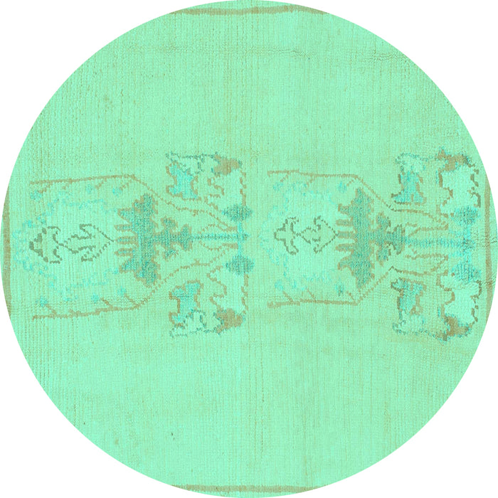 Round Machine Washable Abstract Turquoise Modern Area Rugs, wshabs1055turq