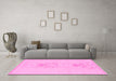 Machine Washable Abstract Pink Modern Rug in a Living Room, wshabs1055pnk