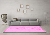 Machine Washable Abstract Pink Modern Rug, wshabs1055pnk