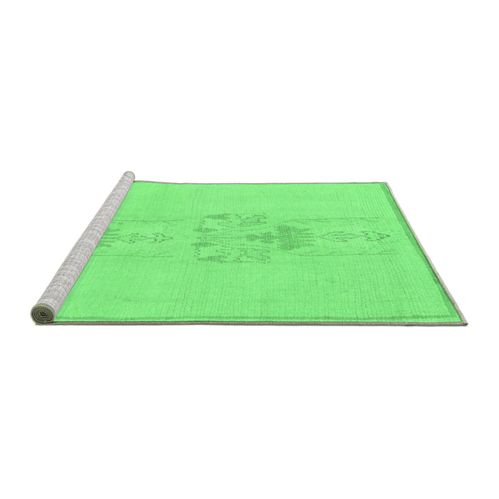 Sideview of Machine Washable Abstract Emerald Green Modern Area Rugs, wshabs1055emgrn
