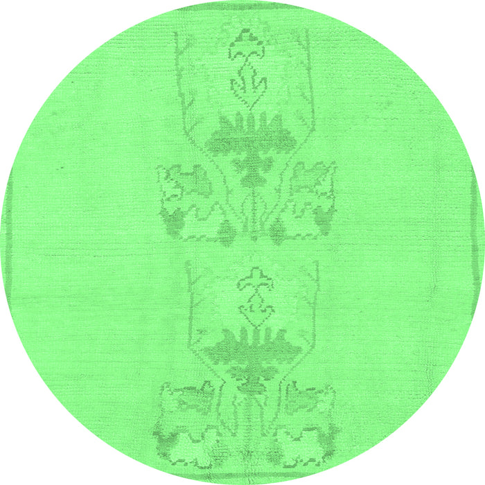 Round Abstract Emerald Green Modern Rug, abs1055emgrn