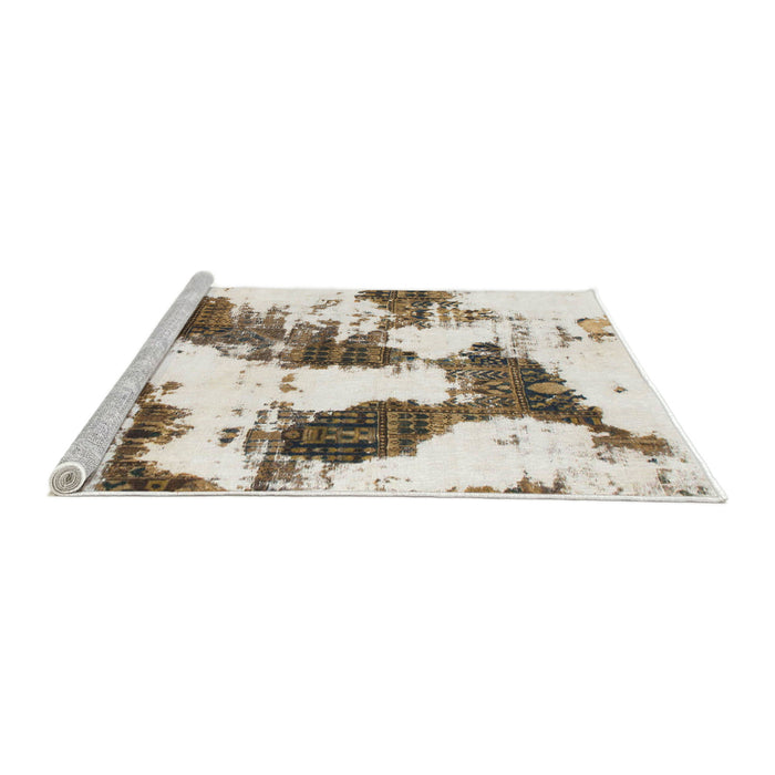 Sideview of Machine Washable Abstract Dark Almond Brown Rug, wshabs1056