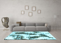 Machine Washable Abstract Light Blue Modern Rug, wshabs1056lblu