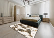 Machine Washable Abstract Dark Almond Brown Rug in a Bedroom, wshabs1056